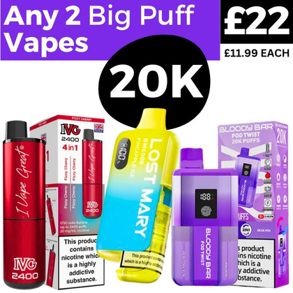 Any 2 for £22 | Big Puff Disposable Vapes Royal Vapes