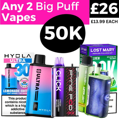 Any 2 for £26 | Big Puff Disposable Vapes Royal Vapes