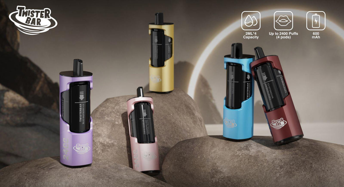 twister bar vape 2400 4 in 1 Disposable Vapes – Royal Vapes Flavor:Berry Burst STRAWBERRY BLAST FLUM MELLO coils