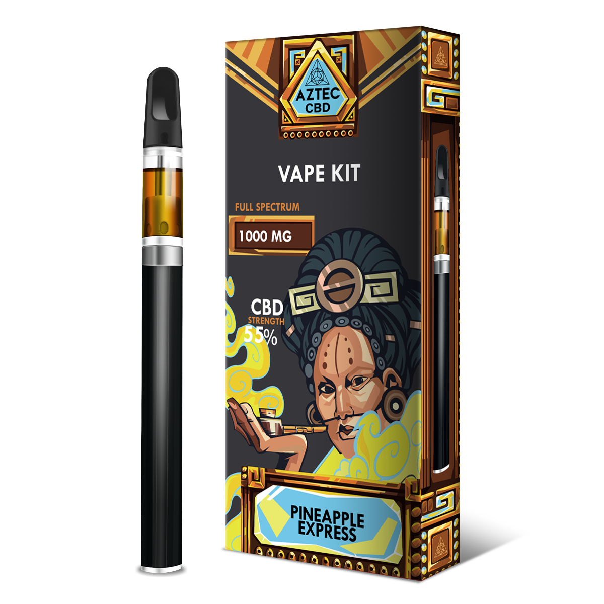 pineapple express thc vape pen Aztec CBD Pineapple Express CBD 1000mg Cartridge + Battery Vape Kit – Royal  Vapes