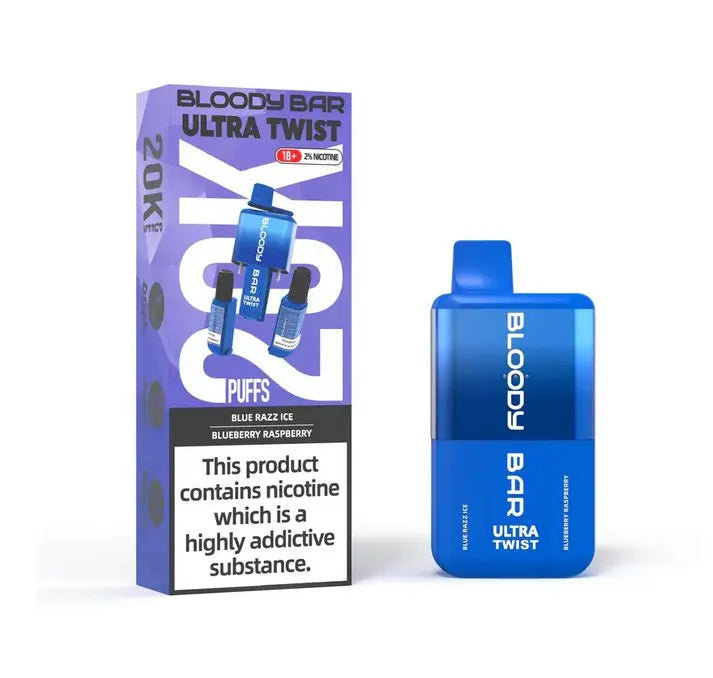 Bloody Bar Ultra Twist 20K Blue Raz Ice / Blueberry Raspberry 20000 Disposable Vape Royal Vapes Bloody Bar Ultra Twist 20K Blue Raz Ice / Blueberry Raspberry 20000 Disposable Vape Royal Vapes