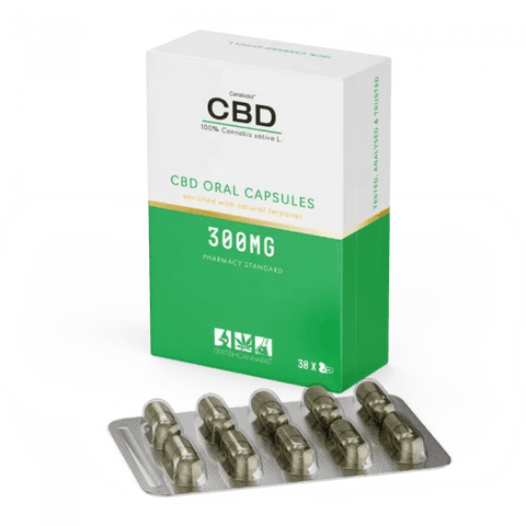 100% Cannabis Oral Capsules 300mg CBD (30 Caps)
