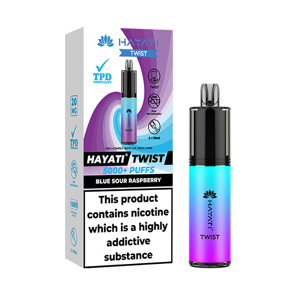 Hayati Twist 5000 Blue Sour Raspberry Disposable Vape  Royal Vapes