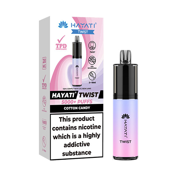 Hayati Twist 5000 Cotton Candy Disposable Vape Royal Vapes Hayati Twist 5000 Cotton Candy Disposable Vape Royal Vapes
