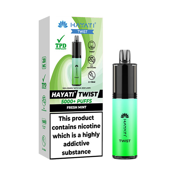 Hayati Twist 5000 Fresh Mint Disposable Vape Royal Vapes Hayati Twist 5000 Fresh Mint Disposable Vape Royal Vapes