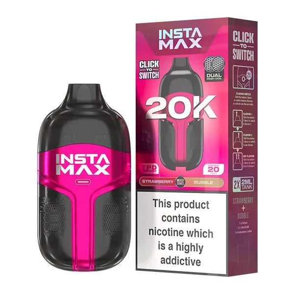 wholesale insta max 20k disposable vapes Insta Max 20K Strawberry / Bubble 20000 Disposable Vape – Royal Vapes