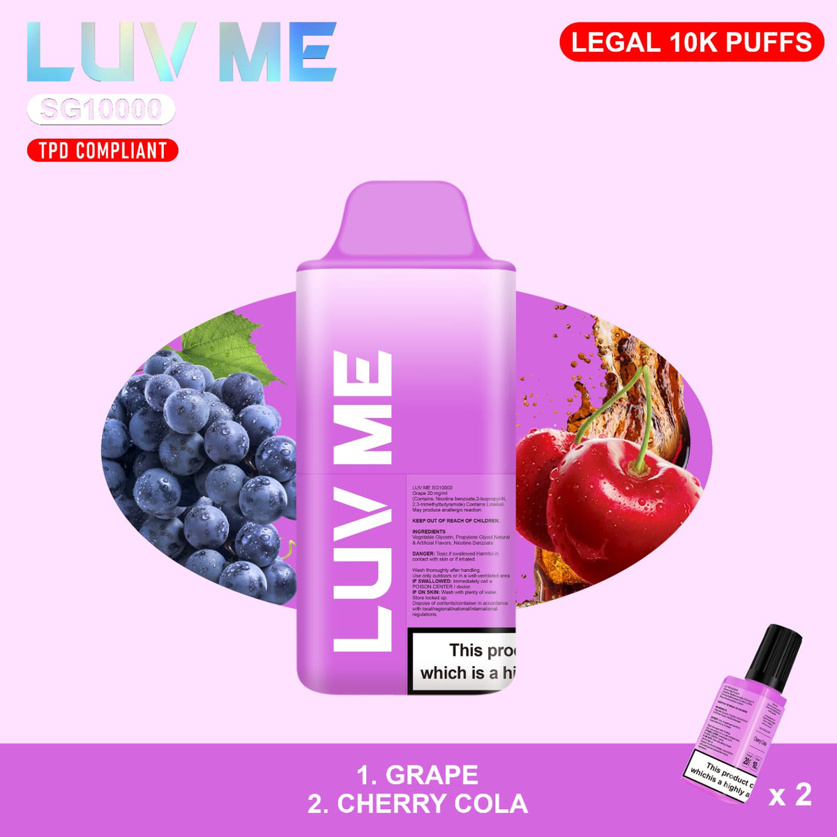 LUV ME 10K Grape & Cherry Cola 10000 Disposable Vape – Royal Vapes