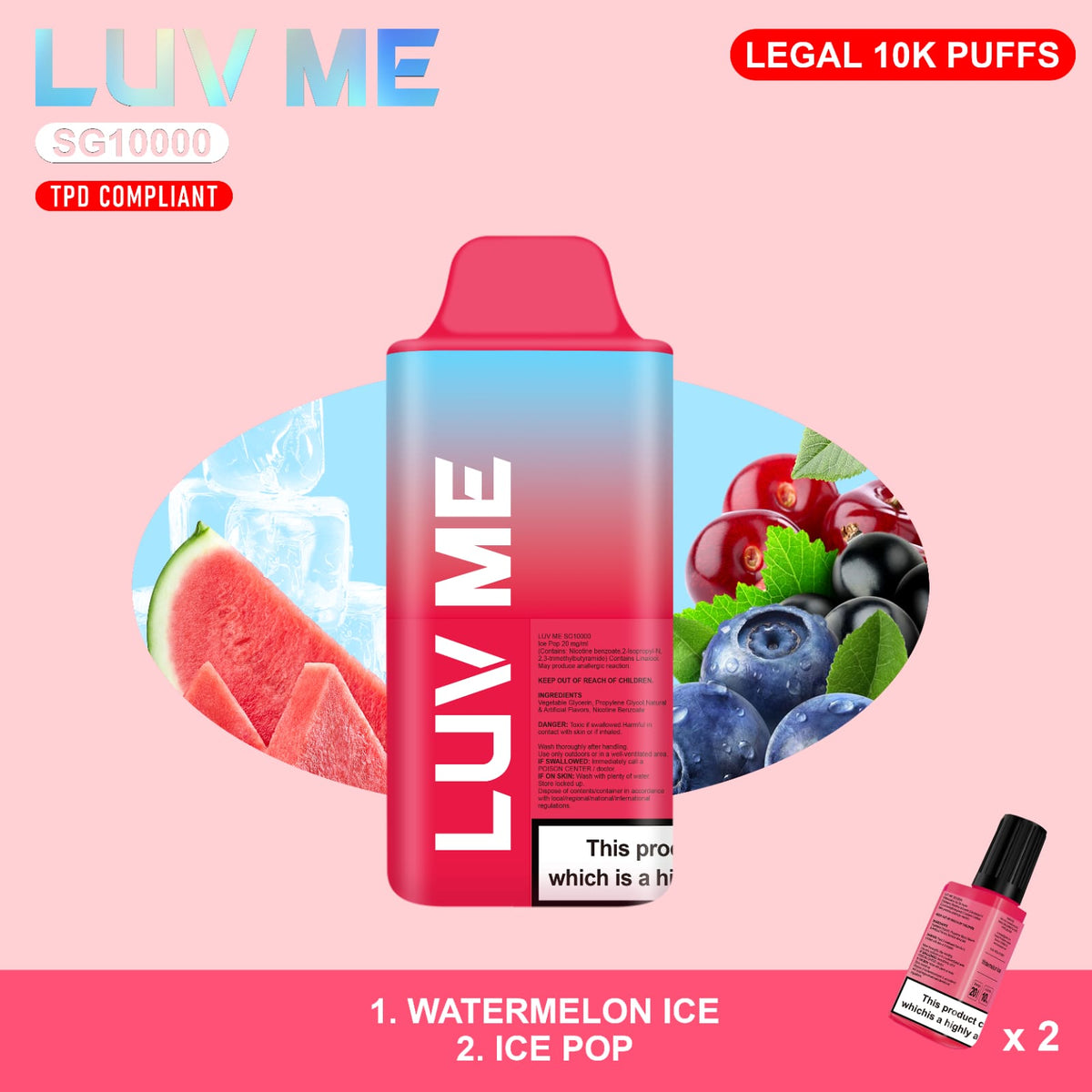LUV ME 10K Watermelon Ice & Ice Pop 10000 Disposable Vape Royal Vapes LUV ME 10K Watermelon Ice & Ice Pop 10000 Disposable Vape Royal Vapes