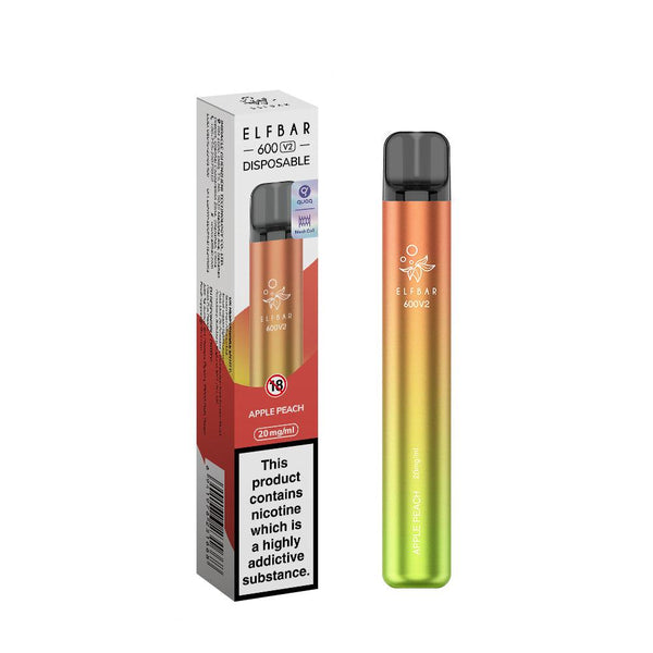elfbar 600 apple peach Elf Bar 600V2 Apple Peach Disposable – Royal Vapes