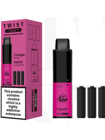 Happy Vibes Twist Blackcurrant Menthol 2400 Disposable 20mg