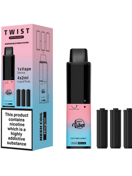 Happy Vibes Twist Cotton Candy 2400 Disposable – Royal Vapes