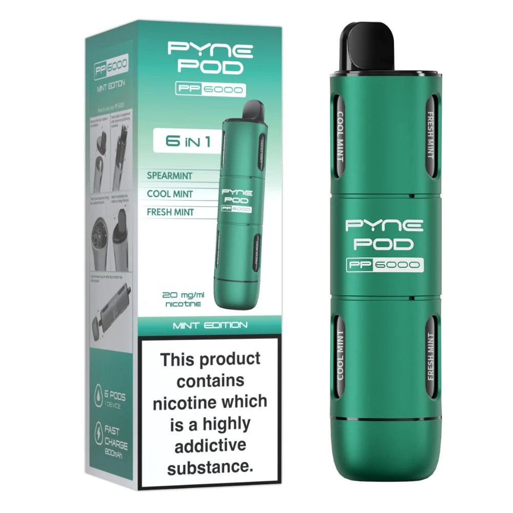 6 nicotine disposable vape Pyne Pod PP6000 Mint Edition (6 in 1) 6000 Disposable Vape – Royal Vapes