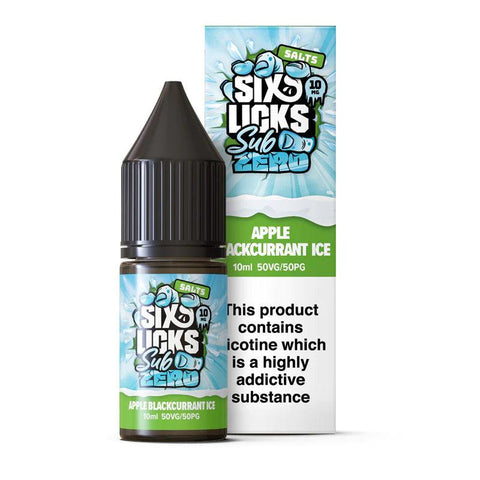 Six Licks Sub Zero Apple Blackcurrant Nic Salt 10ml 10mg