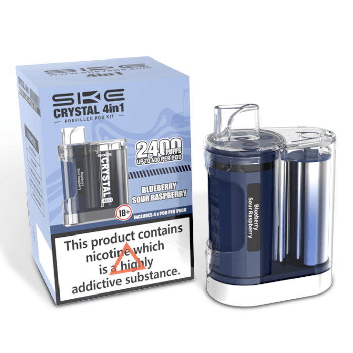 blueberry raspberry vape crystal SKE Crystal 4in1 2400 Blueberry Sour Raspberry 2400 Prefilled Pod Vape –  Royal Vapes