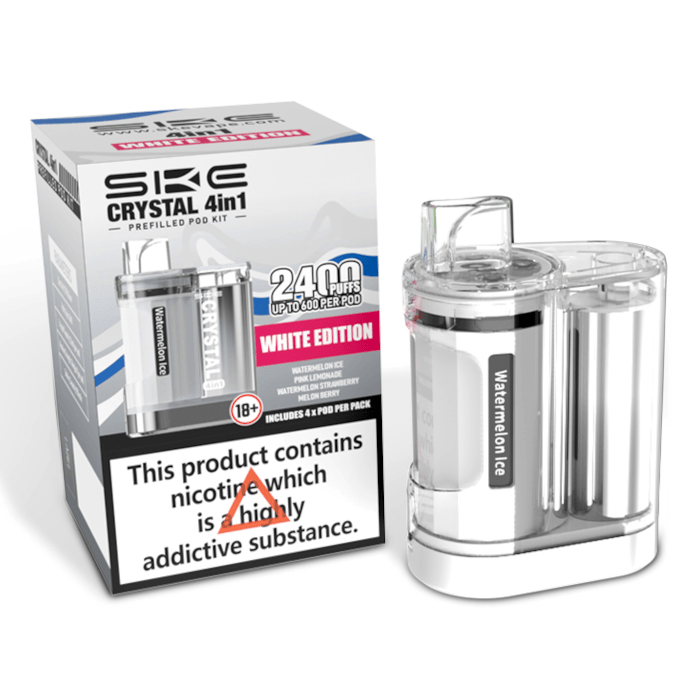 SKE Crystal 4in1 2400 White Edition (Multi Flavour) 2400 Prefilled Pod Vape   Royal Vapes