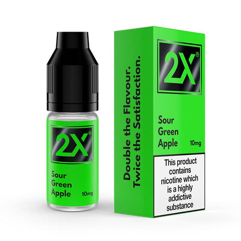 2X e-liquids Sour Green Apple Nic Salt 10mll 10mg