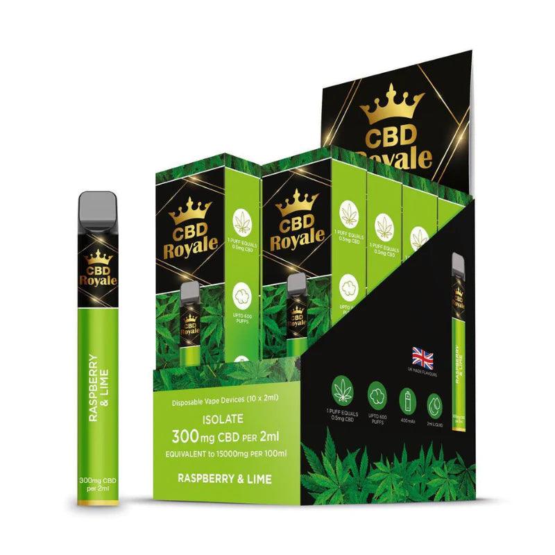 CBD Royale Raspberry & Lime CBD Disposable Vape 300mg  Royal Vapes