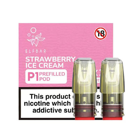 Elf Bar Strawberry Ice Cream Mate P1 Pods (2 Pack) 20mg
