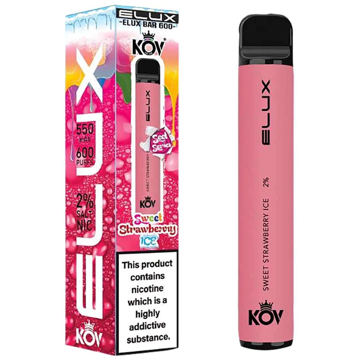 elux bar 600 puffs sweet series disposable vape device Elux KOV Bar Sweet Strawberry Ice Disposable – Royal Vapes