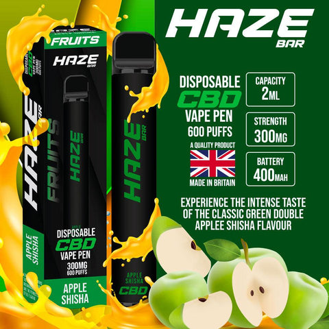 Haze Bar Apple Shisha CBD Disposable Vape 300mg