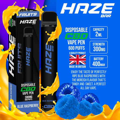 Haze Bar Blue Raspberry CBD Disposable Vape 300mg
