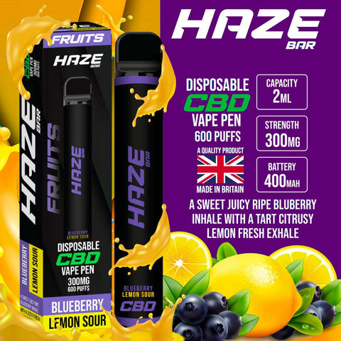 Haze Bar Blueberry Lemon Sour CBD Disposable Vape 300mg