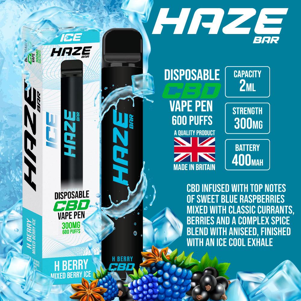 Haze Bar H-Berry (Mixed Berry Ice) CBD Disposable Vape – Royal Vapes