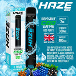 Haze Bar H-Berry (Mixed Berry Ice) CBD Disposable Vape 300mg