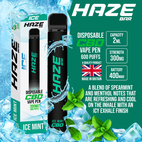 Haze Bar Ice Mint CBD Disposable Vape 300mg