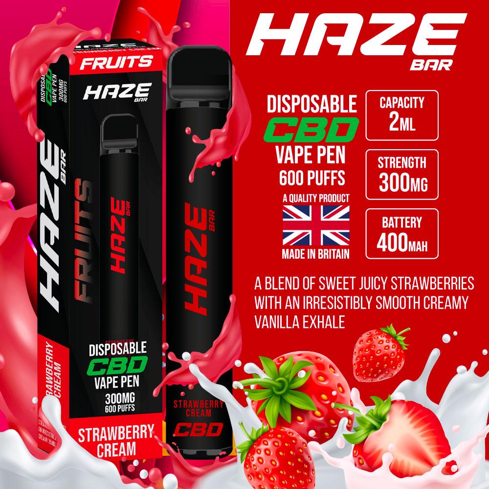 Haze Bar Strawberry Cream CBD Disposable Vape Royal Vapes Haze Bar Strawberry Cream CBD Disposable Vape Royal Vapes