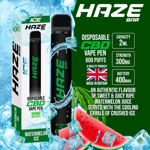 Haze Bar Watermelon Ice CBD Disposable Vape 300mg