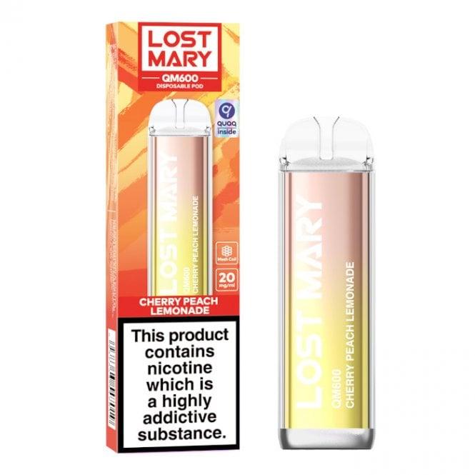cherry peach lemonade lost mary 6000 Lost Mary QM600 Cherry Peach Lemonade Disposable – Royal Vapes