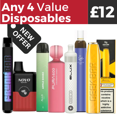 Any 4 Value Disposables for £12 Royal Vapes
