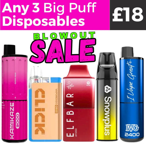 Any 3 For £18 | Big Puff Disposable Vapes Sale