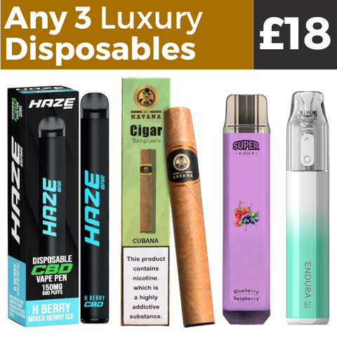 Any 3 Luxury Disposables for £18 Royal Vapes