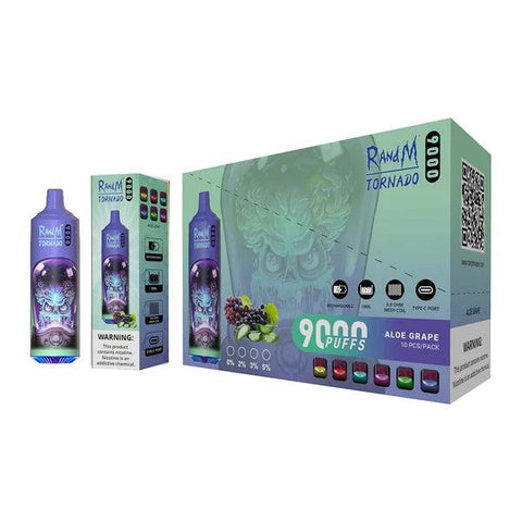 Randm Tornado 9000 0mg Aloe Grape 9000 Disposable