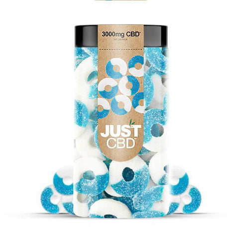 Just CBD Blue Raspberry Rings CBD Gummies Jar 3000mg